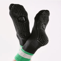 Crew Non Slip Grip Socks - Back And Green/Mサイズ（25-26.5cm）【BDC PILATES 会員限定】