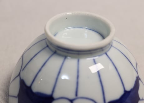 大正~昭和戦前染付菊花図蓋なし茶碗