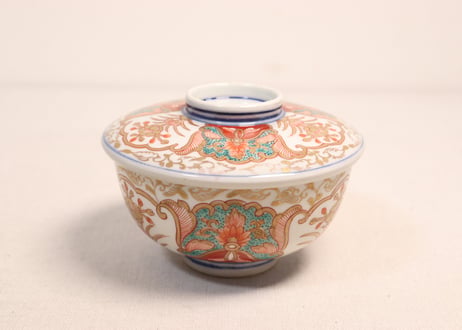 明治前期色絵団龍と牡丹図通り物蒸茶碗②