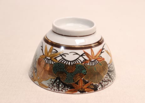 明治後期~大正九谷焼色絵松竹梅図蓋茶碗