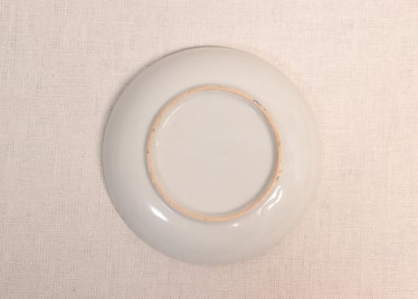 大正~昭和戦前銅印判色絵蝶と牡丹図通り物小皿