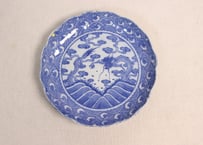 明治後期~大正銅判龍に波千鳥図7寸皿②ノミホツ