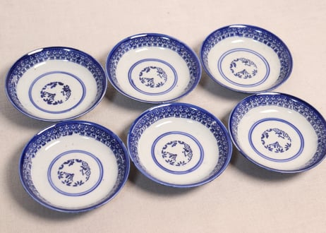 明治前期紙刷牡丹図蓋茶碗