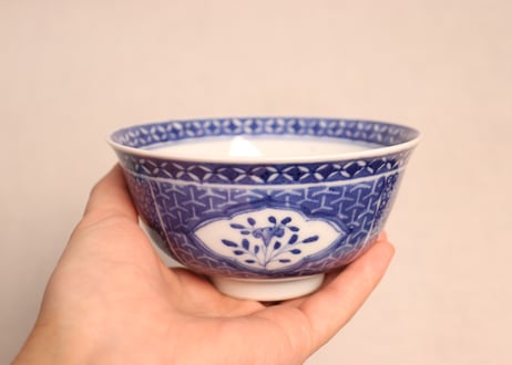 明治前期染付麒麟と花図蓋茶碗①