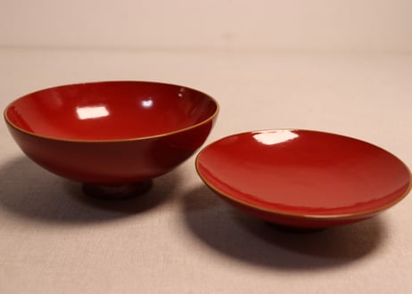 皆朱蒔絵松鶴図吸物椀①