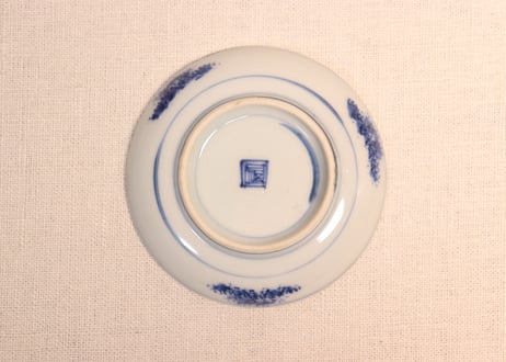 明治前期染付梅に鶯図小皿