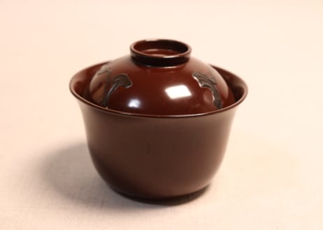 総茶蒔絵霊芝と松梅図箸洗い椀　5客組