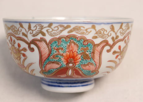 明治前期色絵団龍と牡丹図通り物蒸茶碗②