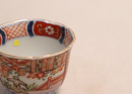 江戸幕末色絵御簾と桜図小向付②部分甘手