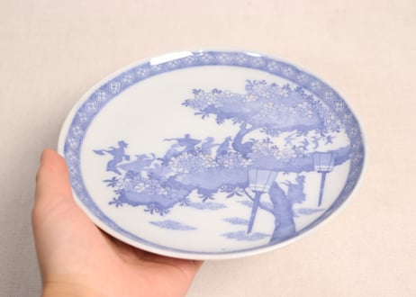 明治後期~大正銅判夜桜花見図6寸皿①