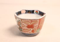 明治前期色絵花と唐草図六角向付
