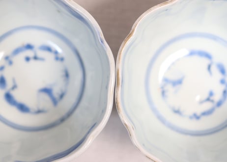 江戸幕末色絵宝珠と牡丹に青玉図向付