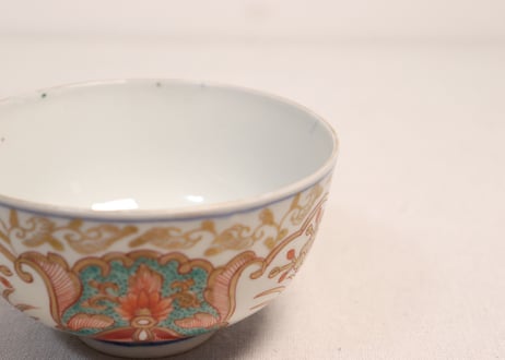 明治前期色絵団龍と牡丹図通り物蒸茶碗②