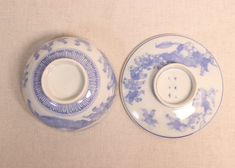 明治後期～大正銅判布袋様と唐子図蒸茶碗①