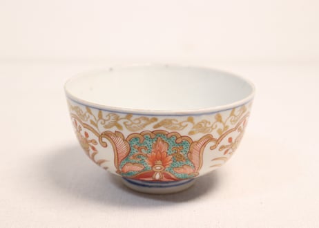明治前期色絵団龍と牡丹図通り物蒸茶碗②