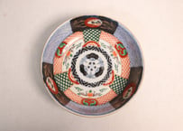 明治前期色絵青海波と格子図8寸鉢①かたつき