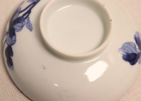 明治前期染付菊花図蓋茶碗