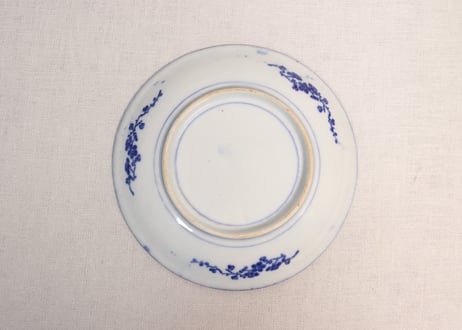 明治前期紙刷枝垂桜に菊図6寸皿①