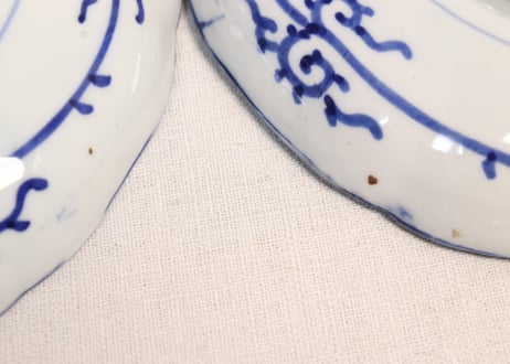 明治前期染付麒麟に微塵唐草図通り物7寸皿①