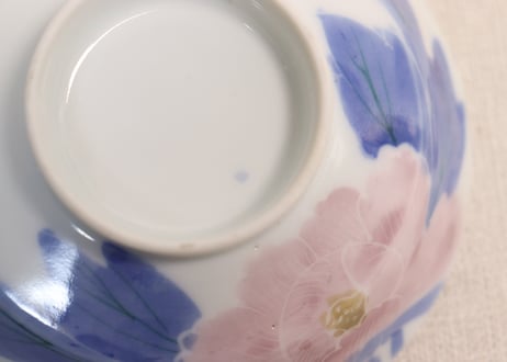 明治後期~大正染付牡丹図蓋茶碗