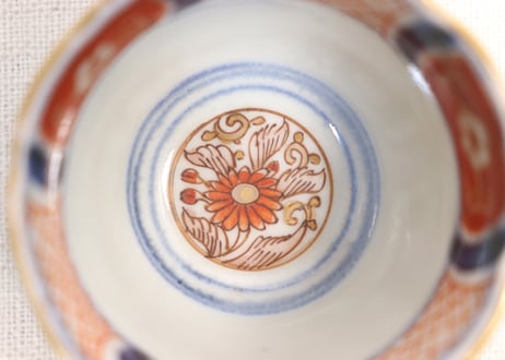 江戸幕末色絵御簾と桜図小向付①