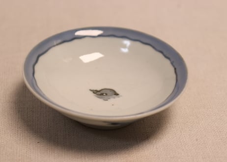 江戸幕末染付富士山水図蓋茶碗