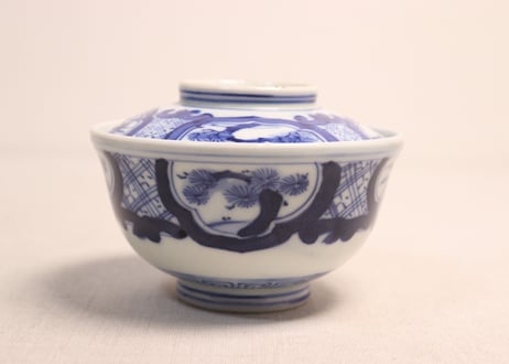 明治後期~大正染付松竹梅図蓋茶碗