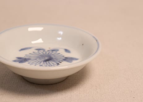 江戸幕末染付菊図小皿②窯傷