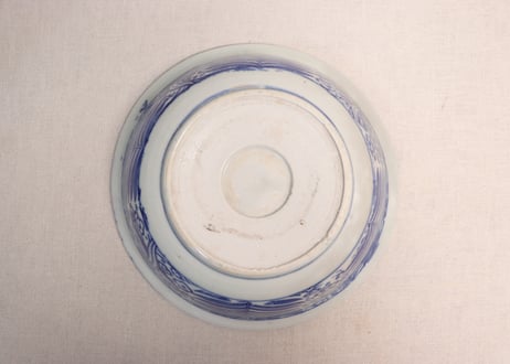 明治後期～大正銅判菊と松笠図8寸鉢