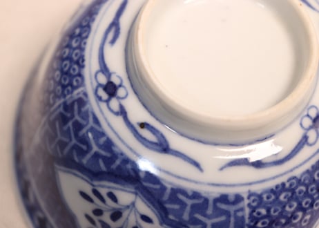 明治前期染付麒麟と花図蓋茶碗①