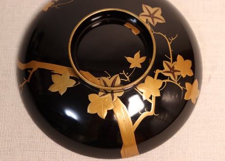 総黒蒔絵紅葉と笛図吸物椀②