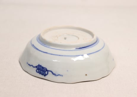明治後期～大正色絵牡丹と水鳥に山水図通り物なます皿