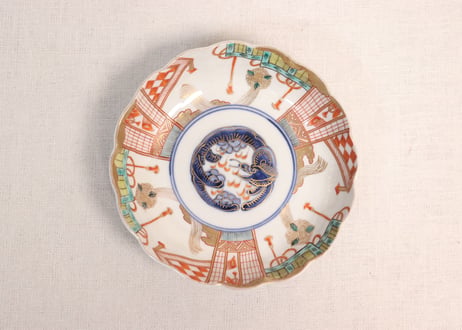 明治前期色絵御簾とくす玉図なます皿①