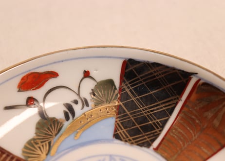 大正~昭和戦前色絵松鶴図小皿①