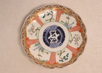 明治前期色絵松竹梅図7寸皿②小ホツ