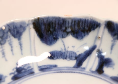 江戸後期染付草花割絵図なます皿③ノミホツ,フリモノ,少かたつき
