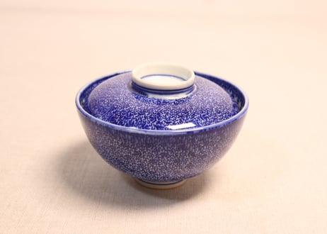 明治前期紙刷微塵唐草図蓋茶碗