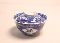 明治前期染付麒麟と花図蓋茶碗①