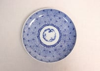 江戸幕末染付微塵唐草図7寸皿④縁少甘手