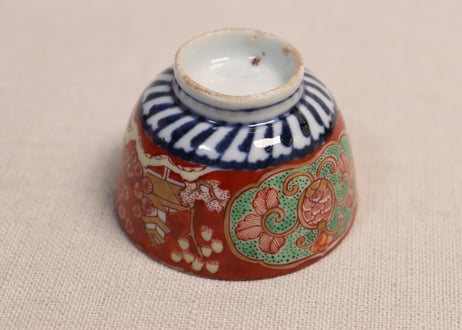 明治前期色絵屋敷と花図煎茶碗　5客組