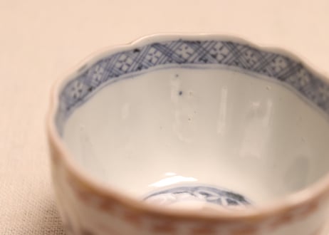 明治前期色絵花と蝶図通り物向付