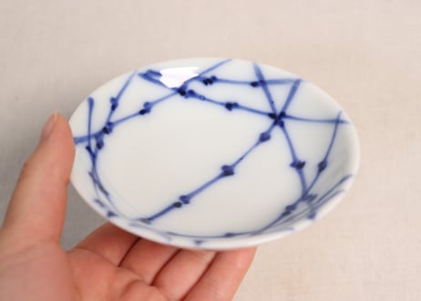 明治後期～大正染付竹格子図小皿