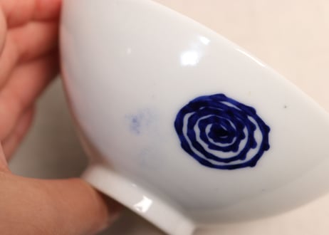明治後期～大正染付渦巻図蓋茶碗