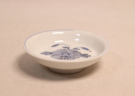 江戸幕末染付菊図小皿③甘手,窯傷
