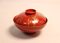 皆朱蒔絵松鶴図吸物椀②蓋小傷