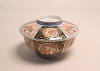 明治前期色絵龍と鳳凰図通り物蒸茶碗