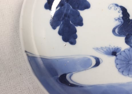 江戸中期染付流水に菊図小皿①