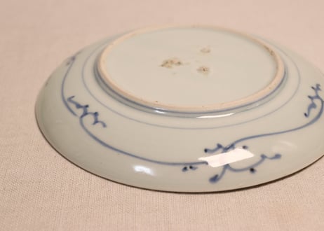 江戸後期墨弾松皮菱と松図6寸皿②少甘手