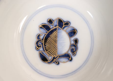 明治前期色絵龍と鳳凰図通り物蓋茶碗