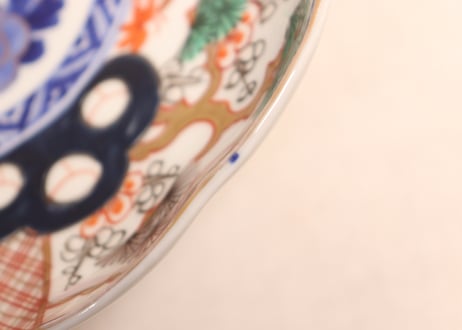 明治前期色絵三方に松竹梅図7寸皿①